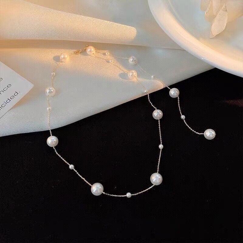 1pc 999 Sterling Silver Pearl Adjustable Necklace,