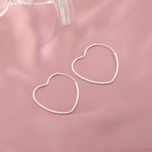 1 Pair 999 Sterling Silver Sparkly Geometric Hoop Earrings,