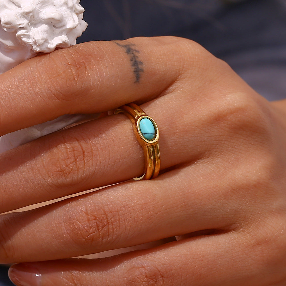 Striped Natural Stone Ring For Women