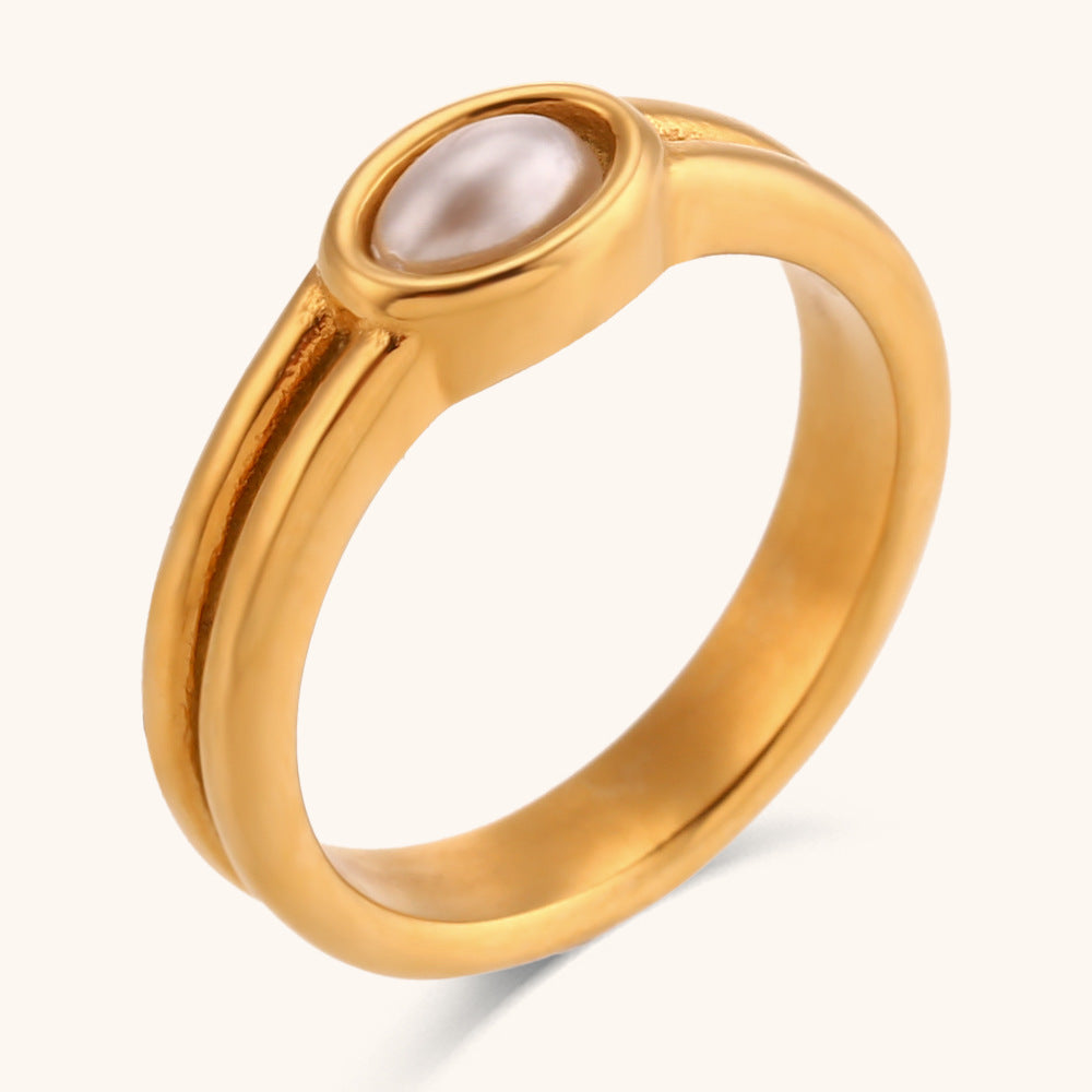 Striped Natural Stone Ring For Women