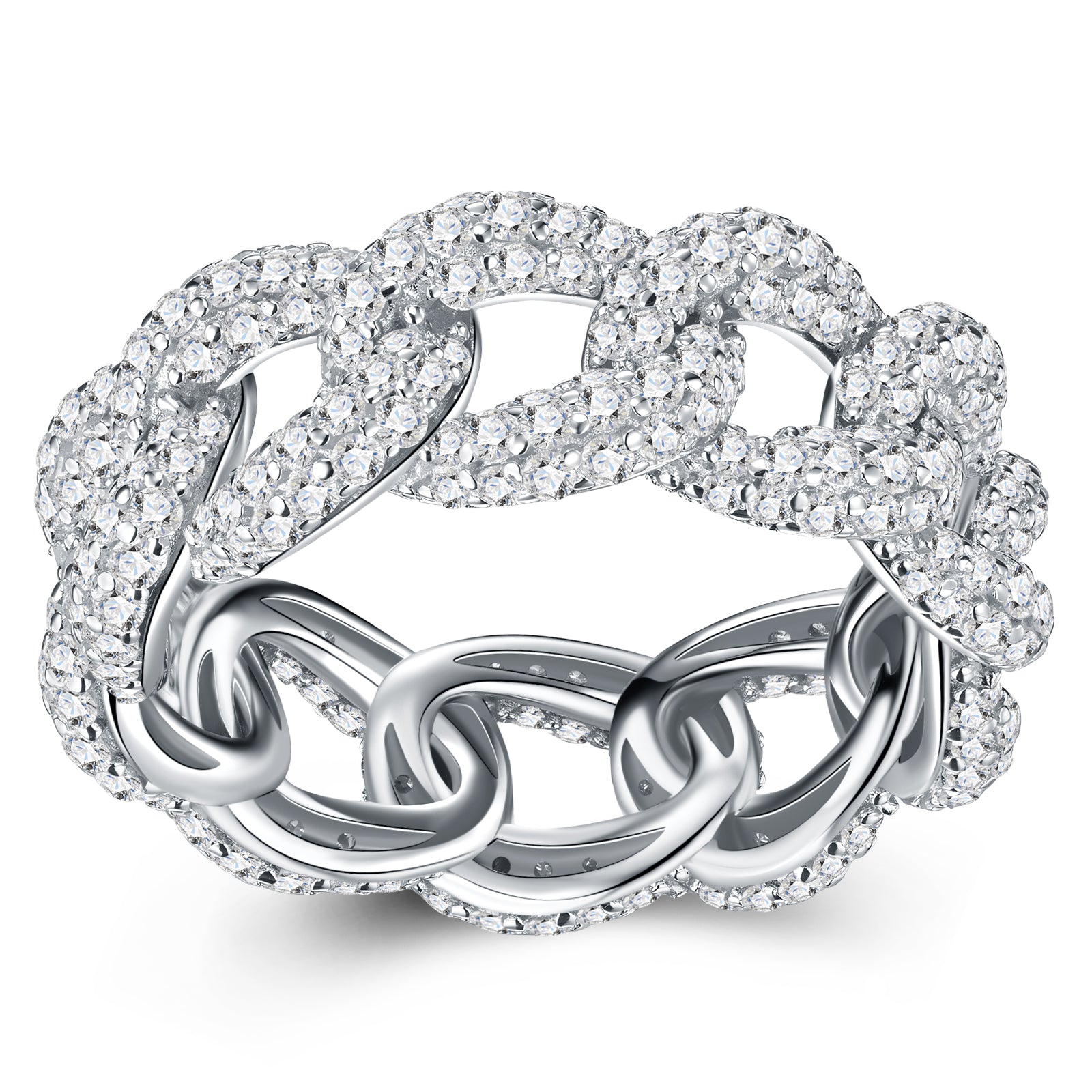 A Luxurious, Fashionable, And Trendy Silver Ring Set With Top-quality Moissanite, Crafted From S925 Silver With A Platinum-plated Finish
