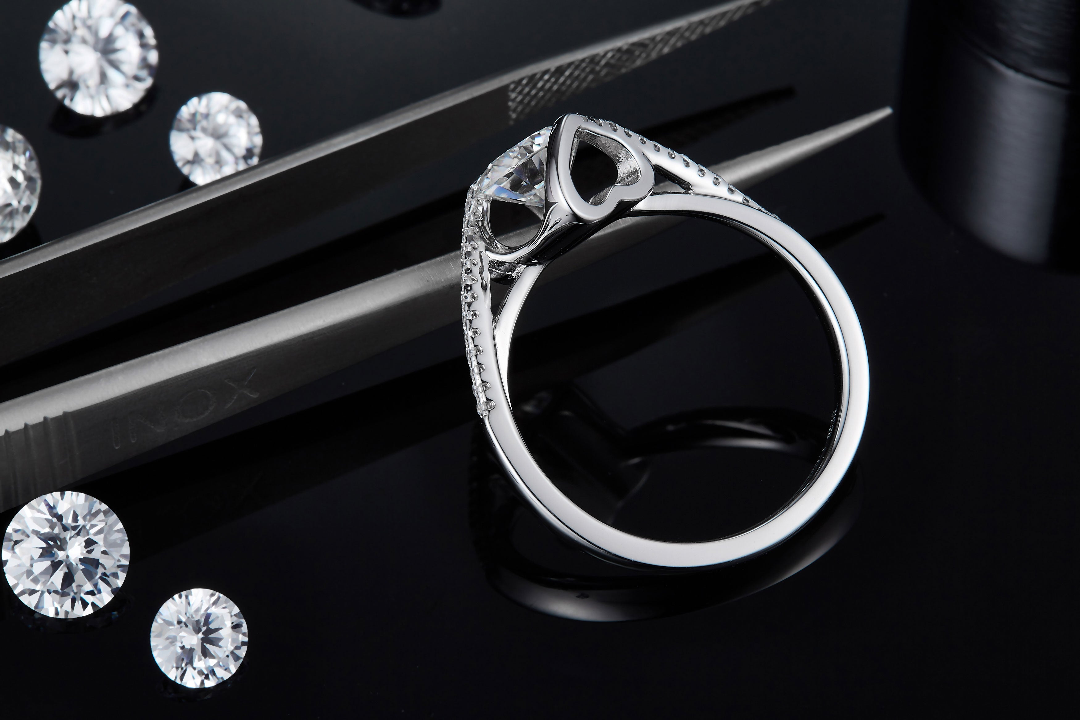 Anello in argento da 1 carato, lussuoso,S925