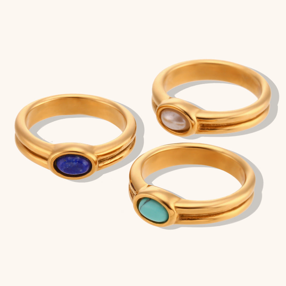 Striped Natural Stone Ring For Women