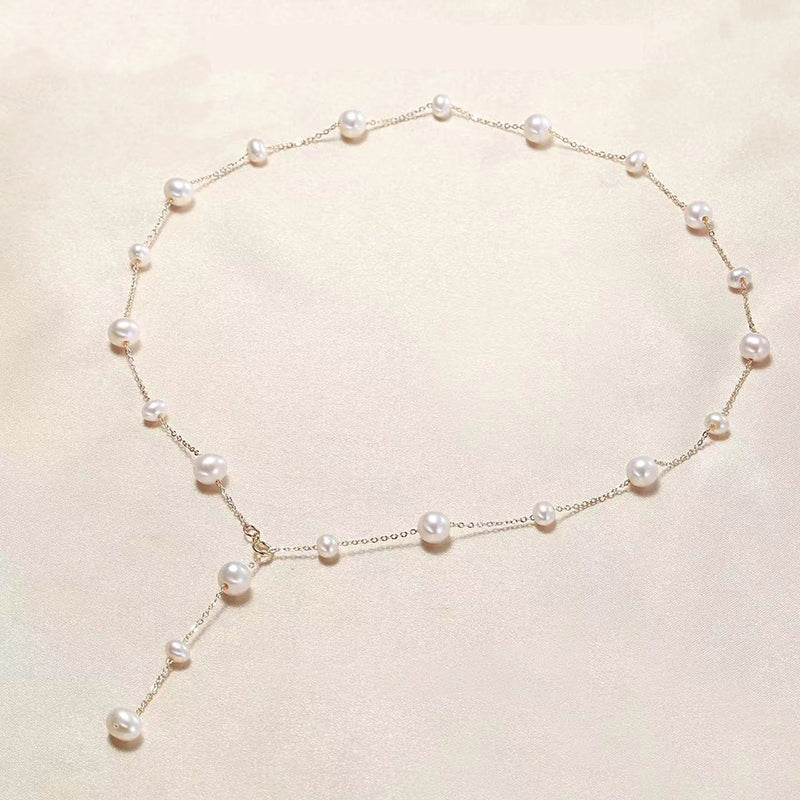 1pc 999 Sterling Silver Pearl Adjustable Necklace,