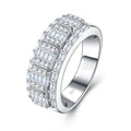 A Luxurious, Fashionable, And Trendy Silver Ring Set With Top-quality Moissanite, Crafted From S925 Silver With A Platinum-plated Finish