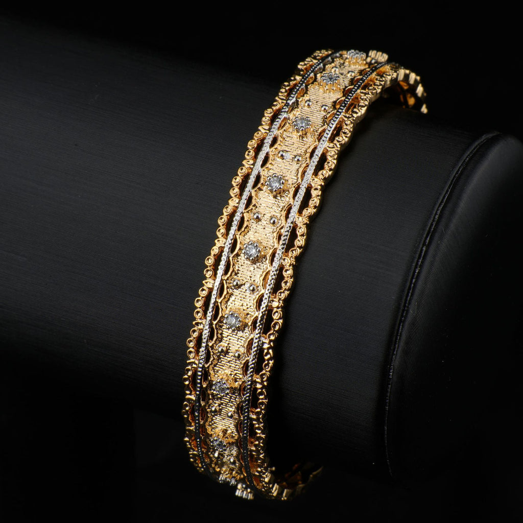 Italian Buccellati-Style Rigid Bracelet in 18K Gold-Plated Copper