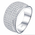 A Luxurious, Fashionable, And Trendy Silver Ring Set With Top-quality Moissanite, Crafted From S925 Silver With A Platinum-plated Finish