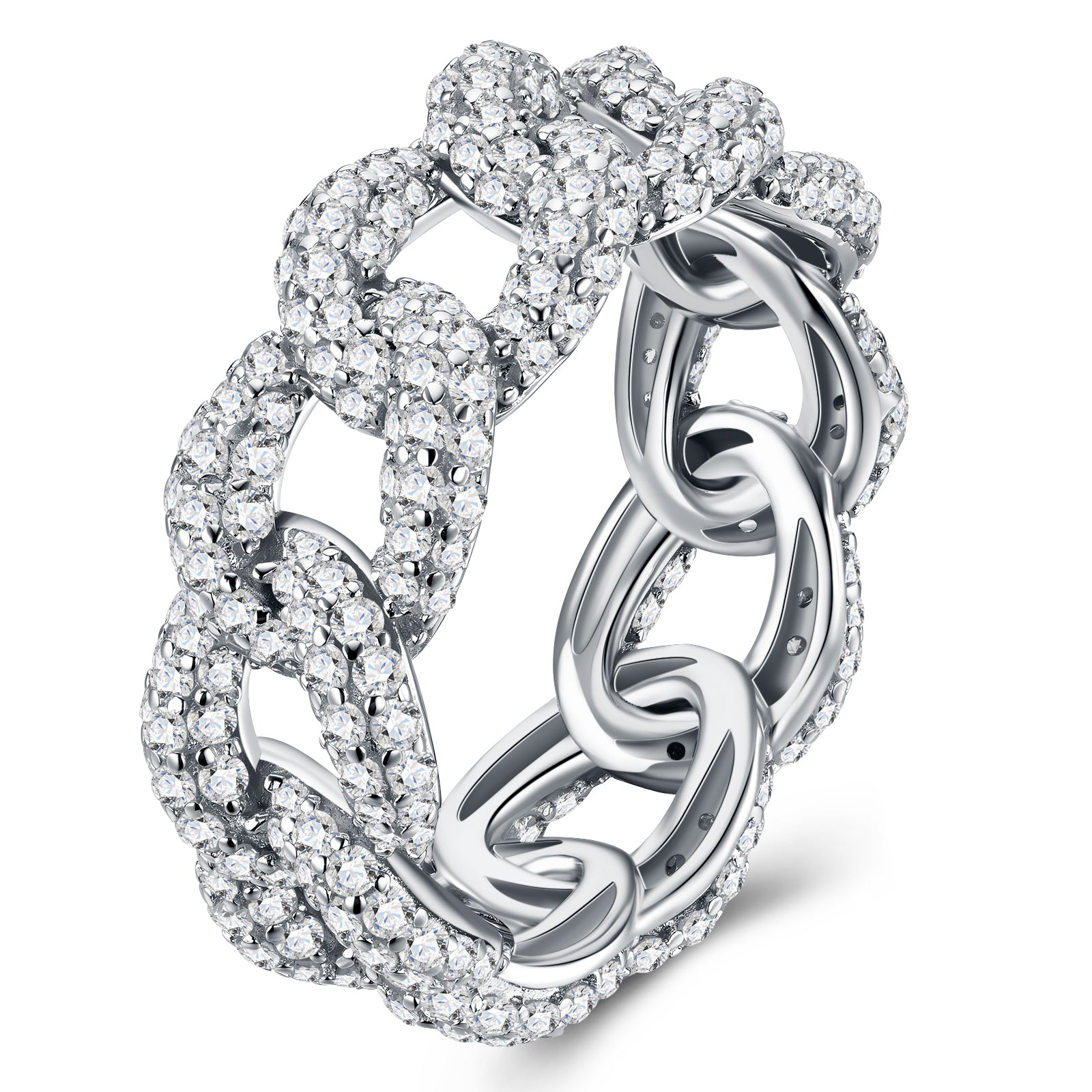 A Luxurious, Fashionable, And Trendy Silver Ring Set With Top-quality Moissanite, Crafted From S925 Silver With A Platinum-plated Finish