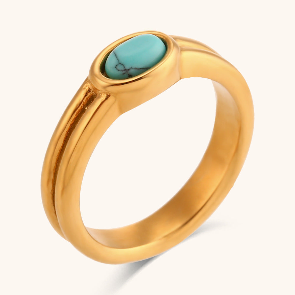 Striped Natural Stone Ring For Women