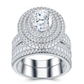 Luxury Fashionable Affordable Trend Jewelry Silver Ring Set With Top-Quality Moissanite, S925 Silver With Platinum Plating